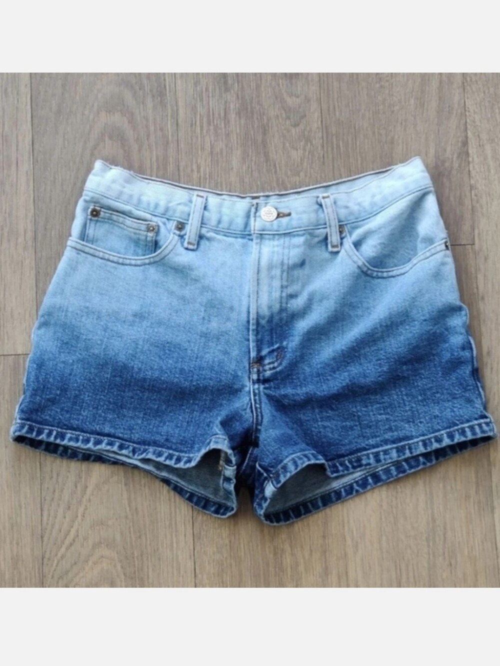 Arizona Jean Mid Rise Ombre Blue Denim Shorts